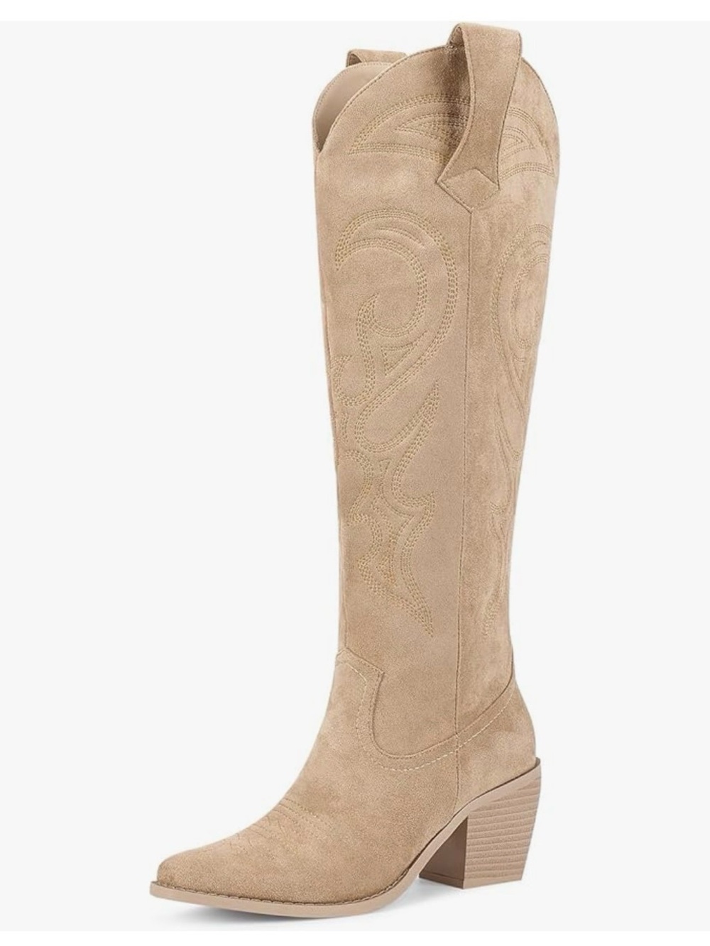 Tall Women's Western Faux Suede Boot - Beige